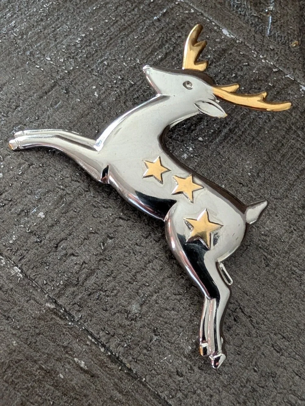 Vintage Hallmard CDS Leaping Reindeer Brooch